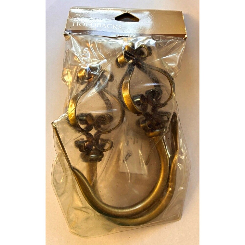 HomeTrends Antique Brass Finish Curtain Holdbacks Wall Mounted Set of 2